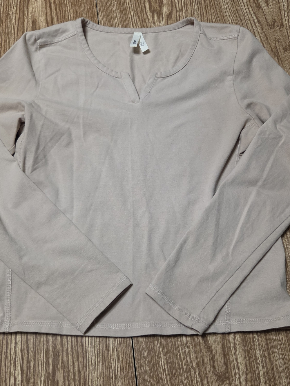 Pact Women's Long Sleeve Notch Crew Shirt In Oatmeal/Beige